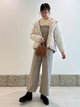 「寒い」｜「アイテム（サロペット/オーバーオール）」を使った、YUKIさん（レディース・165cm）の冬コーディネート