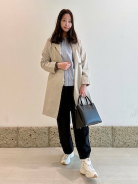 「トレンチ」｜「アイテム（その他アウター）」を使った、八木野　由季さん（レディース・165cm）の冬コーディネート