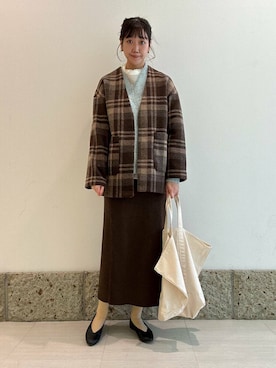 「URBAN RESEARCH DOORS（アーバンリサーチドアーズ）のピンタックフリルスタンドカラーブラウス（シャツ/ブラウス）」を使った、YUKIさん（レディース・165cm）の冬コーディネート