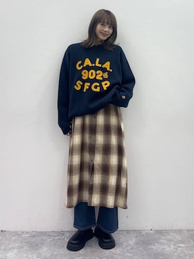 「アイテム（シャツワンピース）」を使った、rikopinchaanさん（レディース・167cm）の秋コーディネート