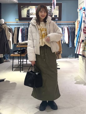 「アイテム（ダウンジャケット/コート）」を使った、rikopinchaanさん（レディース・167cm）の秋コーディネート
