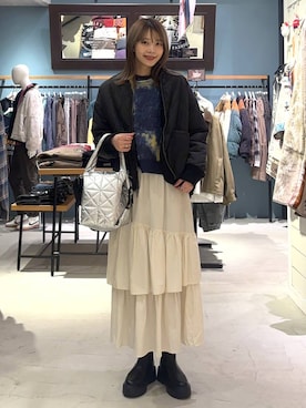 「アイテム（トートバッグ、シルバー系）」を使った、rikopinchaanさん（レディース・167cm）の秋コーディネート