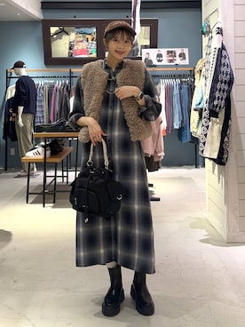 「アイテム（シャツワンピース）」を使った、rikopinchaanさん（レディース・167cm）の秋コーディネート