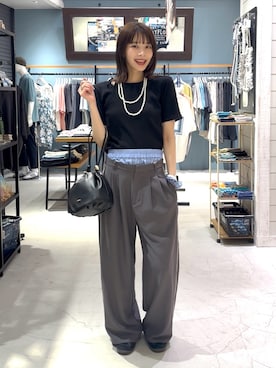 「ワイドパンツ 」｜「アイテム（パンツ）」を使った、rikopinchaanさん（レディース・167cm）の春コーディネート