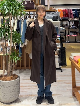 「アイテム（チェスターコート）」を使った、rikopinchaanさん（レディース・167cm・20代）の冬コーディネート