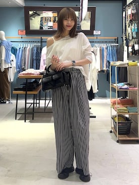「アイテム（ボストンバッグ）」を使った、rikopinchaanさん（レディース・167cm）の夏コーディネート