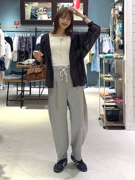 「bijorie（ビジュリィ）の【bijorie】カップ付きリブスクエアキャミ／NEW BASIC 25SS（インナーウェア/肌着）」を使った、rikopinchaanさん（レディース・167cm）の夏コーディネート
