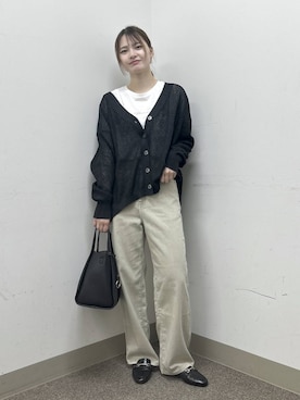 「GLOBAL WORK（グローバルワーク）のGOODデニムバギーパンツ/498388（デニムパンツ）」を使った、おひめさん（レディース・158cm・20代）の秋コーディネート