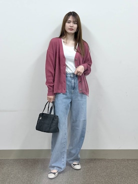 「GLOBAL WORK（グローバルワーク）のGOODデニムバギーパンツ/498388（デニムパンツ）」を使った、おひめさん（レディース・158cm・20代）の秋コーディネート