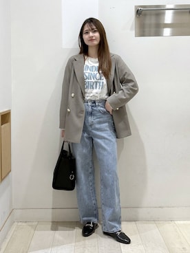「GLOBAL WORK（グローバルワーク）のGOODデニムバギーパンツ/498388（デニムパンツ）」を使った、おひめさん（レディース・158cm・20代）の秋コーディネート