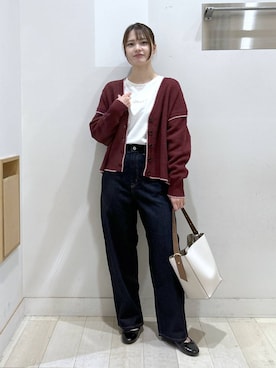 「GLOBAL WORK（グローバルワーク）のGOODデニムバギーパンツ/498388（デニムパンツ）」を使った、おひめさん（レディース・158cm・20代）の秋コーディネート