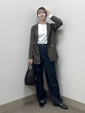 「GLOBAL WORK（グローバルワーク）のGOODデニムバギーパンツ/498388（デニムパンツ）」を使った、おひめさん（レディース・158cm・20代）の秋コーディネート