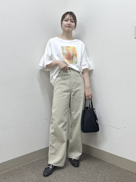 「GLOBAL WORK（グローバルワーク）のGOODデニムバギーパンツ/498388（デニムパンツ）」を使った、おひめさん（レディース・158cm・20代）の秋コーディネート