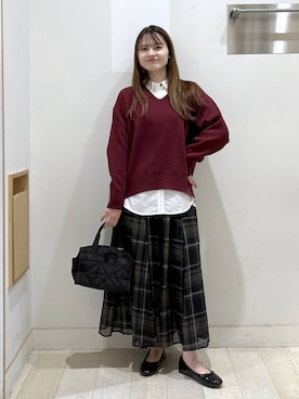 「GLOBAL WORK（グローバルワーク）のアイテム（バレエシューズ）」を使った、おひめさん（レディース・158cm）の秋コーディネート
