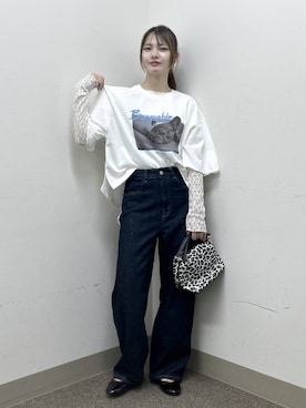 「GLOBAL WORK（グローバルワーク）のGOODデニムバギーパンツ/498388（デニムパンツ）」を使った、おひめさん（レディース・158cm・20代）の秋コーディネート