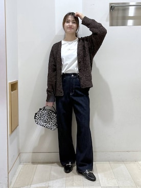「GLOBAL WORK（グローバルワーク）のGOODデニムバギーパンツ/498388（デニムパンツ）」を使った、おひめさん（レディース・158cm）の秋コーディネート