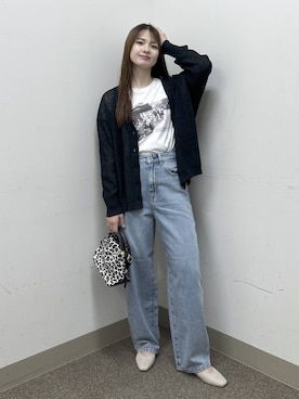 「GLOBAL WORK（グローバルワーク）のGOODデニムバギーパンツ/498388（デニムパンツ）」を使った、おひめさん（レディース・158cm）の秋コーディネート
