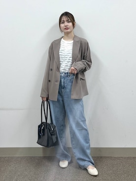 「GLOBAL WORK（グローバルワーク）のGOODデニムバギーパンツ/498388（デニムパンツ）」を使った、おひめさん（レディース・158cm・20代）の秋コーディネート