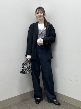 「GLOBAL WORK（グローバルワーク）のGOODデニムバギーパンツ/498388（デニムパンツ）」を使った、おひめさん（レディース・158cm・20代）の秋コーディネート