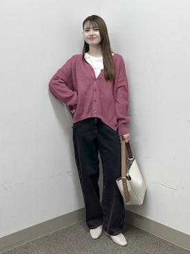 「GLOBAL WORK（グローバルワーク）のGOODデニムバギーパンツ/498388（デニムパンツ）」を使った、おひめさん（レディース・158cm・20代）の秋コーディネート