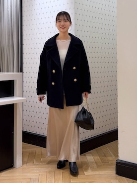 「アイテム（ピーコート）」を使った、なつみさん（レディース・162cm・20代）の冬コーディネート