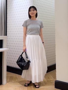 「A part by（アパートバイ）のハートモチーフバッグ（Shoulderbag、ブラック系）」を使った、なつみさん（レディース・162cm）の夏コーディネート