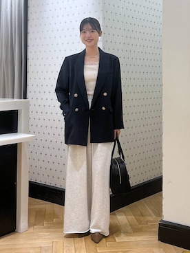 「A part by（アパートバイ）のＷライクテーラードスリットジャケット（テーラードジャケット）」を使った、なつみさん（レディース・162cm）の秋コーディネート