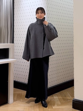 「おでかけ」｜「アイテム（ステンカラーコート）」を使った、なつみさん（レディース・162cm）の冬コーディネート