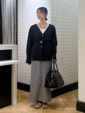 「アイテム（ノーカラージャケット）」を使った、なつみさん（レディース・162cm・20代）の秋コーディネート