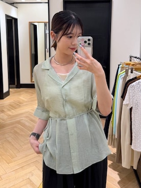 「A part by（アパートバイ）のナローネックカフ（Necklace、シルバー系）」を使った、なつみさん（レディース・162cm）の夏コーディネート