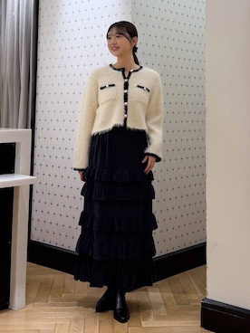 「アイテム（カーディガン/ボレロ）」を使った、なつみさん（レディース・162cm・20代）の冬コーディネート