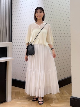 「A part by（アパートバイ）のダブルストラップミュール（Pumps、ブラック系）」を使った、なつみさん（レディース・162cm）の夏コーディネート