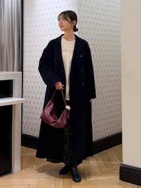 「おでかけ」｜「アイテム（チェスターコート）」を使った、なつみさん（レディース・162cm）の秋コーディネート