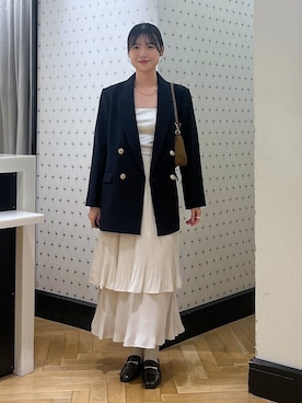 「A part by（アパートバイ）のＷライクテーラードスリットジャケット（テーラードジャケット）」を使った、なつみさん（レディース・162cm）の秋コーディネート