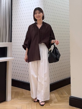 「A part by（アパートバイ）のハートモチーフバッグ（ショルダーバッグ、ブラック系）」を使った、なつみさん（レディース・162cm）の春コーディネート