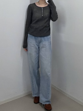 「A part by（アパートバイ）のギャザーコインローファー（ローファー、イエロー系）」を使った、なつみさん（レディース・162cm）の秋コーディネート