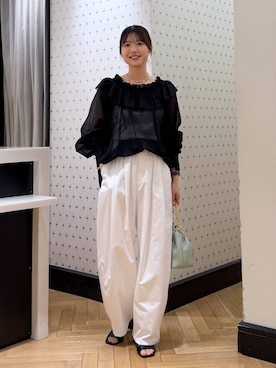 「A part by（アパートバイ）のチェーン2WAYBAG（ショルダーバッグ、グリーン系）」を使った、なつみさん（レディース・162cm）の春コーディネート