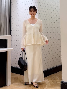 「A part by（アパートバイ）のカーブモチーフネックレス（ネックレス、シルバー系）」を使った、なつみさん（レディース・162cm）の春コーディネート