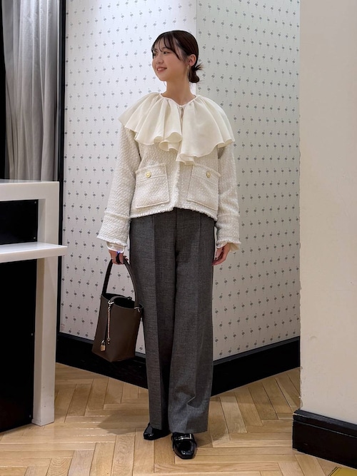 Sサイズ展開・セットアップ対応】ツイードノーカラージャケット（ノー