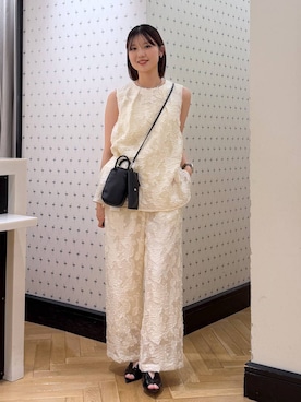 「A part by（アパートバイ）のポインテッドスリットミュール（Sandals、ブラック系）」を使った、なつみさん（レディース・162cm）の夏コーディネート