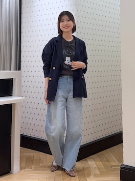「A part by（アパートバイ）のApbカーブデニムパンツ（デニムパンツ、ブルー系）」を使った、なつみさん（レディース・162cm）の春コーディネート