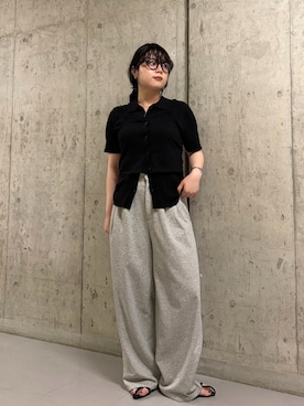 「KBF（ケイビーエフ）のビスチェSETニットシャツ（ニット/セーター、ブラック系）」を使った、mamiさん（レディース・153cm）の夏コーディネート