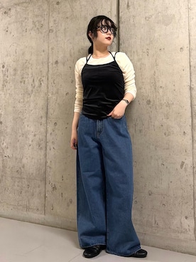 「KBF（ケイビーエフ）のフロントポケットデザインデニム（デニムパンツ、ブルー系）」を使った、mamiさん（レディース・153cm）の夏コーディネート