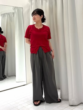 「KBF（ケイビーエフ）のビスチェSETカーディガン（カーディガン/ボレロ、レッド系）」を使った、mamiさん（レディース・153cm）の夏コーディネート