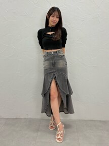 EATME ビジューボタンデコルテリブTOP セール】ビジューボタンデコルテリブTOP（Tシャツ/カットソー）｜EATME