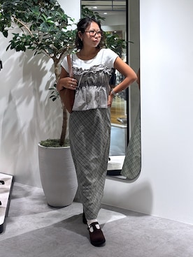 「FREE'S MART（フリーズマート）のハーフムーンバッグ（ハンドバッグ）」を使った、mfm_pikoさん（レディース・160cm）の夏コーディネート