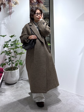 「レディースファッション」｜「アイテム（チェスターコート）」を使った、mfm_pikoさん（レディース・160cm）の秋コーディネート