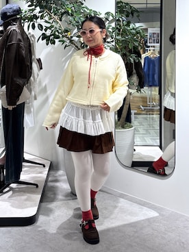 「FREE'S MART（フリーズマート）の◆長袖裾フリルカットソー（Tシャツ/カットソー）」を使った、mfm_pikoさん（レディース・160cm）の秋コーディネート