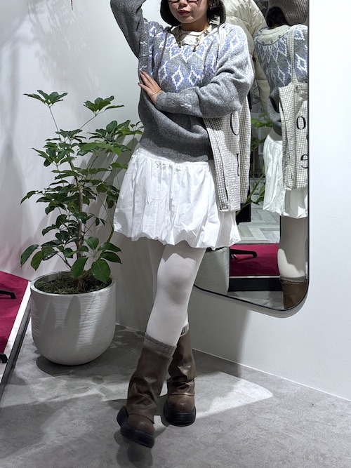 インナーパンツ付きナチュラルコットンバルーンミニスカート