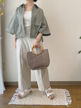 「DHOLIC（ディーホリック）のアイテム（かごバッグ）」を使った、tsugさん（レディース・150cm）の夏コーディネート